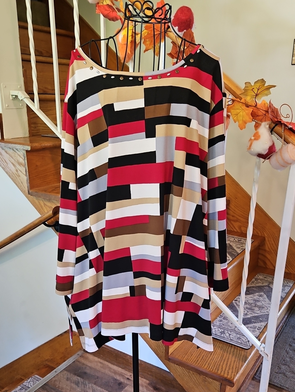 👚Alfred Dunner Multicolor Striped Long Sleeve Tunic